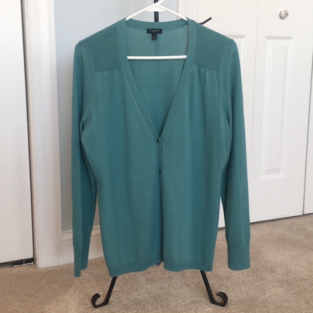 Talbots Large Petite Aquamarine Cardigan